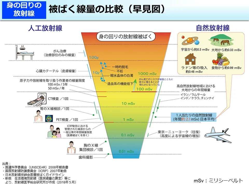 被ばく線量の比較